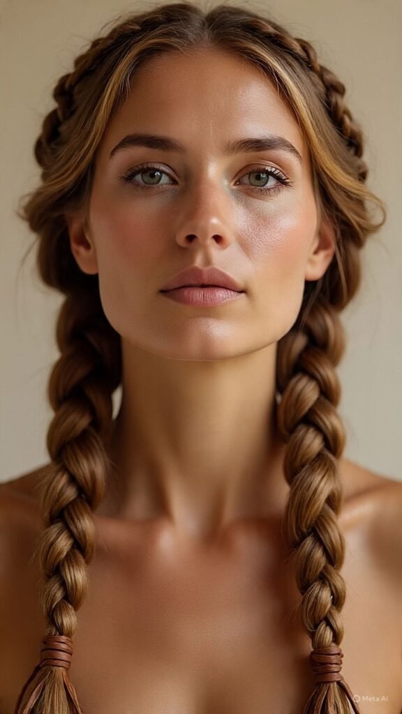 Double Viking Braids with Loose Hair