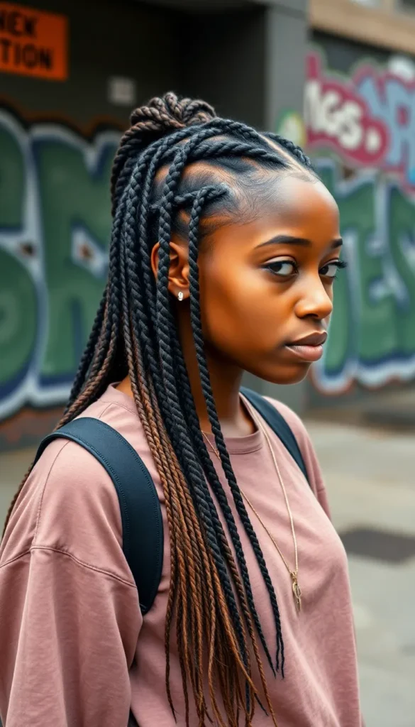 Half-Up Half-Down Cornrows