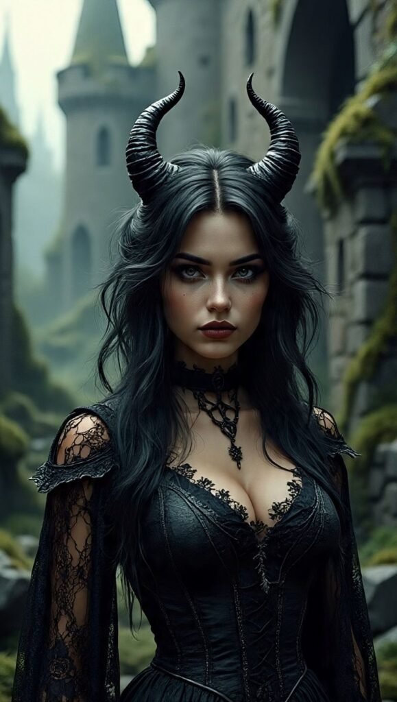 Half-Up, Half-Down with Twisted Horns