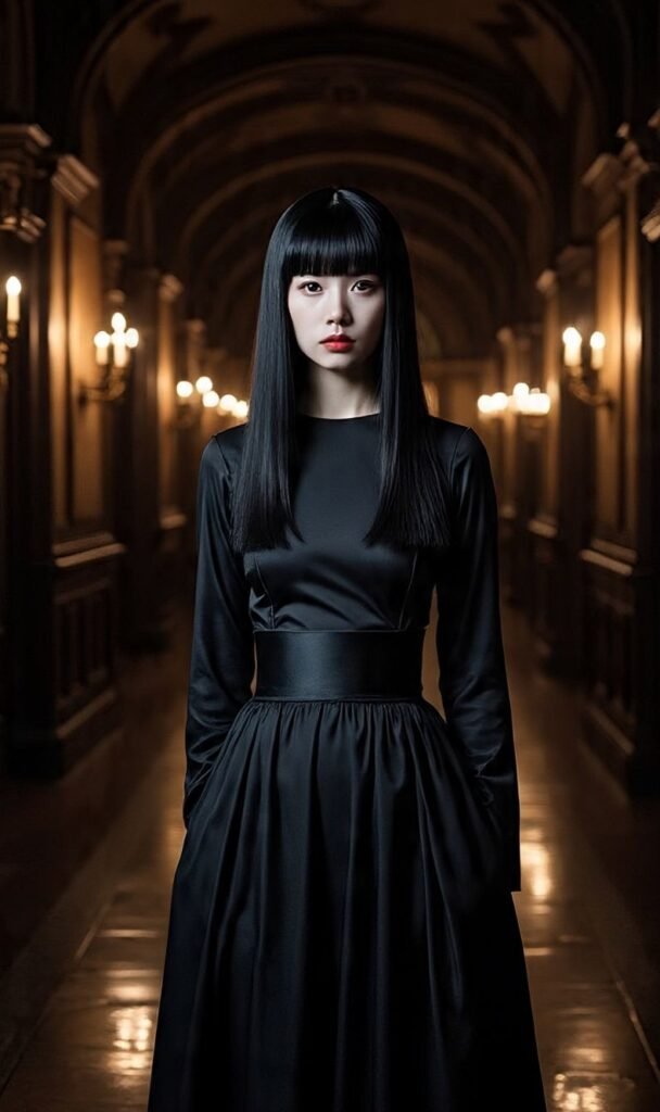 Long Straight Hair with Blunt Bangs