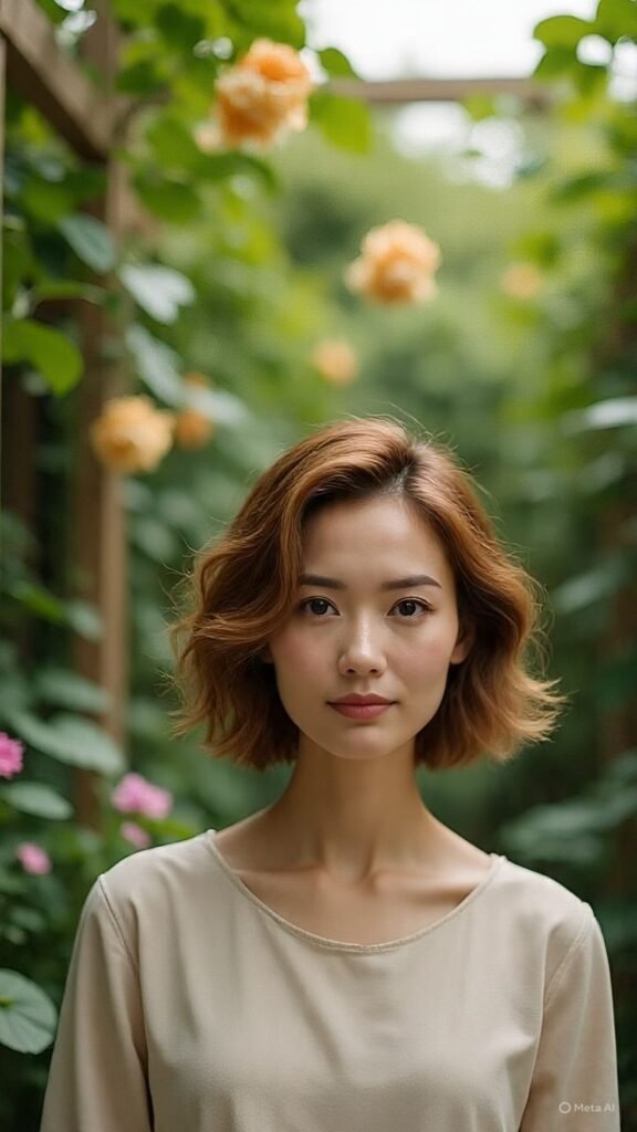 Short Wavy Hair with Middle Part