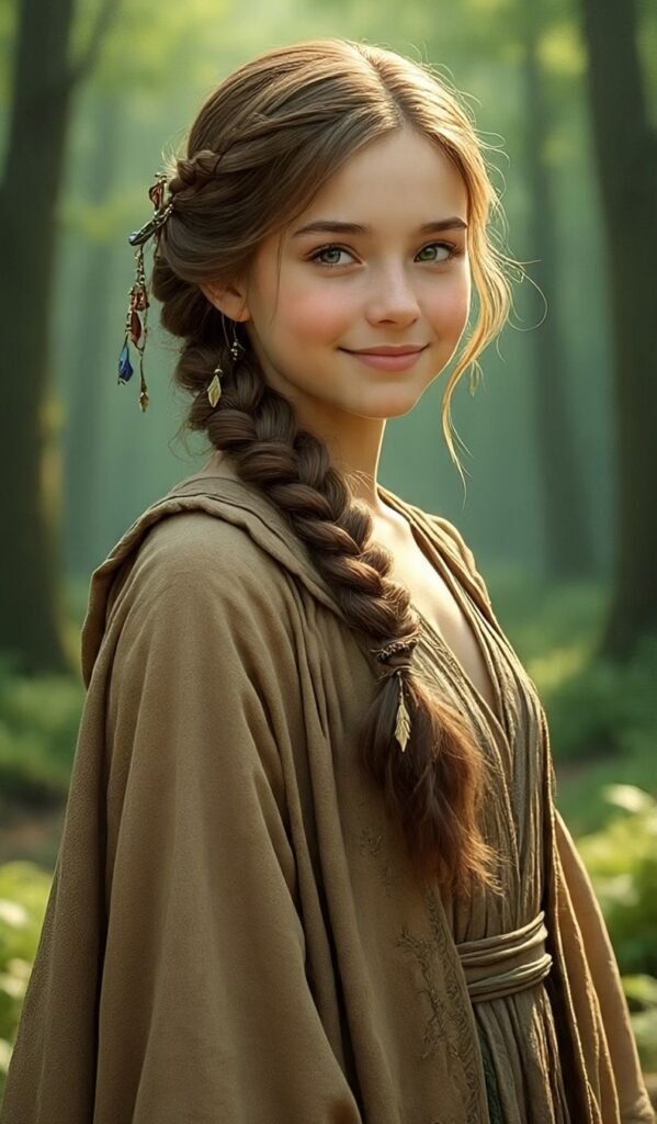 Side Braid with Feathers and Charms
