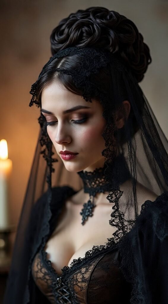 Twisted Low Bun with Veil