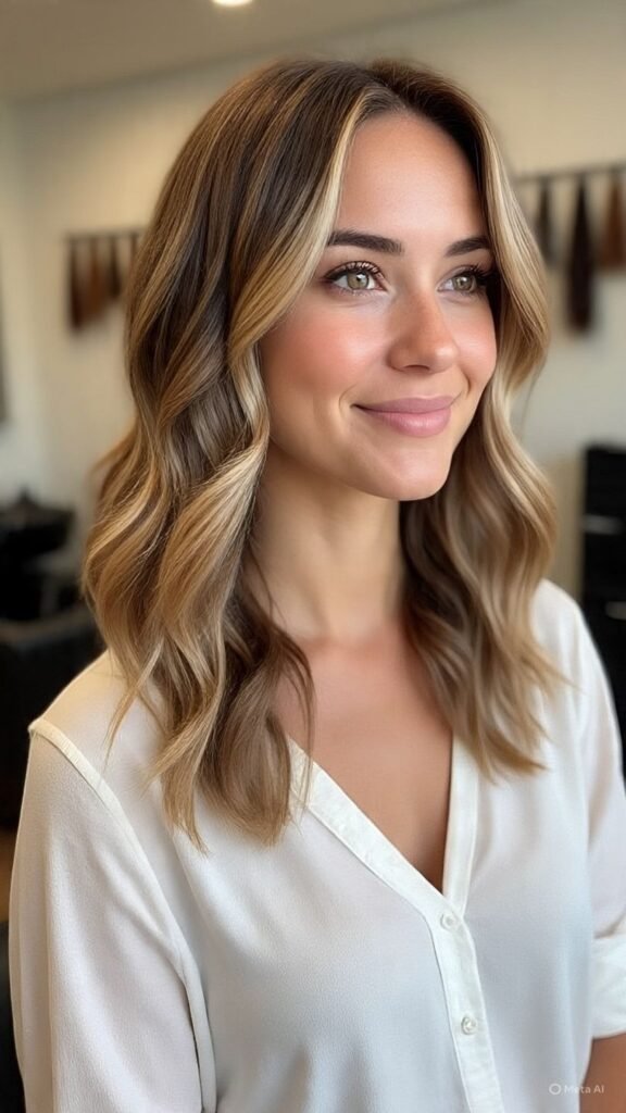 Balayage Waves with Curtain Bangs
