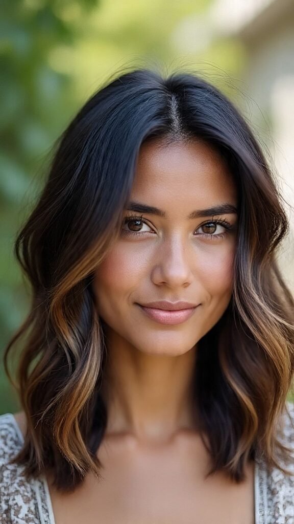 Balayage with Subtle Golden Highlights