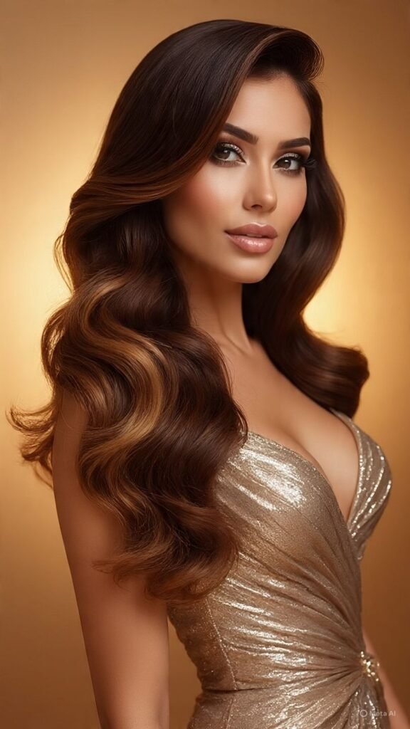 Brunette Balayage with Golden Highlights