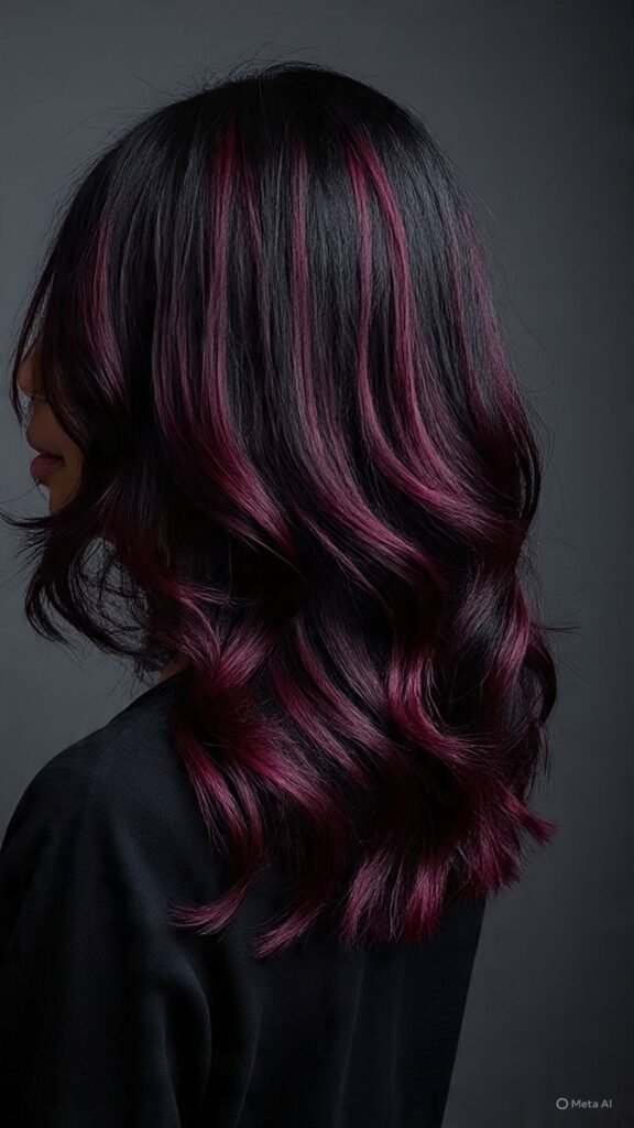 Burgundy Highlights for an Edgy Twist