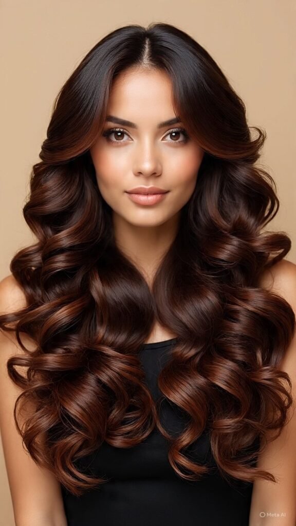 Chestnut Highlights on Dark Hair