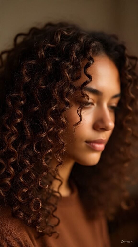 Chocolate Brown Curly Hair
