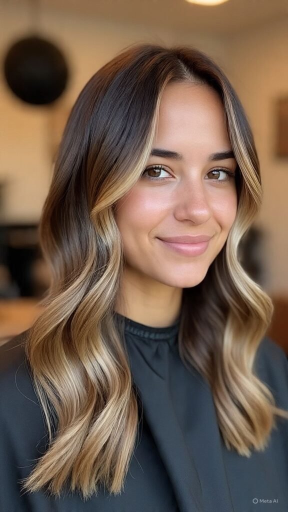 Chocolate Brown Hair with Blonde Balayage
