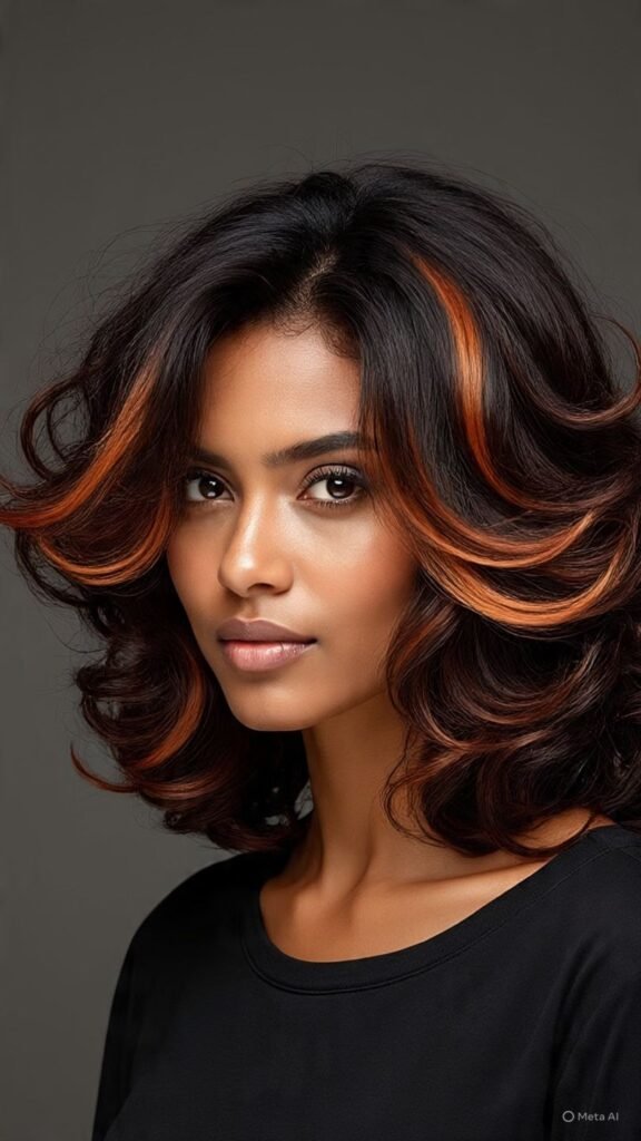 Copper Highlights for a Bold Shine