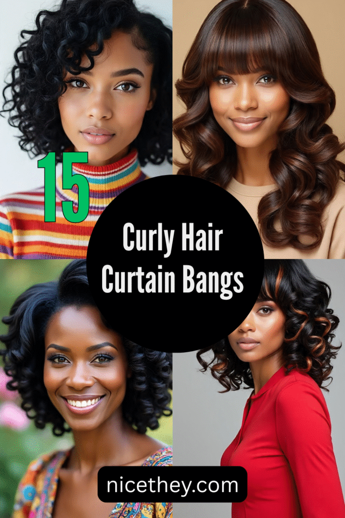 Curly Hair Curtain Bangs