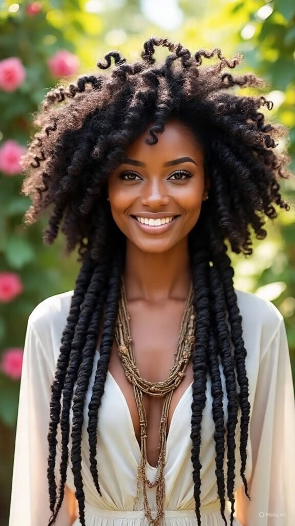Goddess Braids With Sew-In Curls in the Back