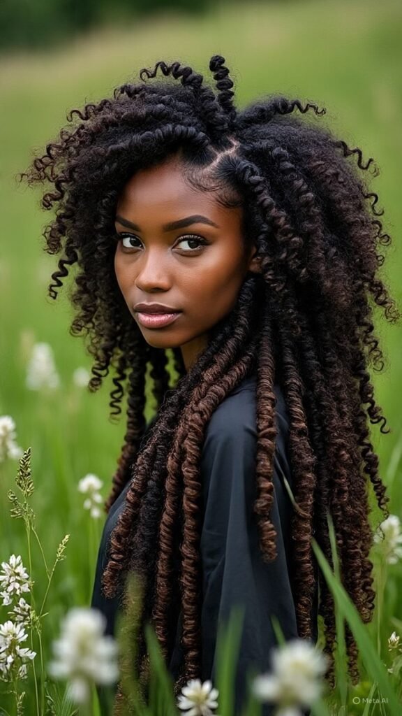 Goddess Braids with Curly Weave