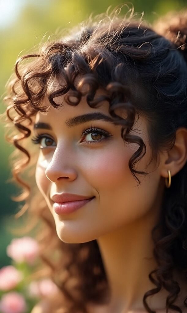 Half-Up Style with Curtain Bangs