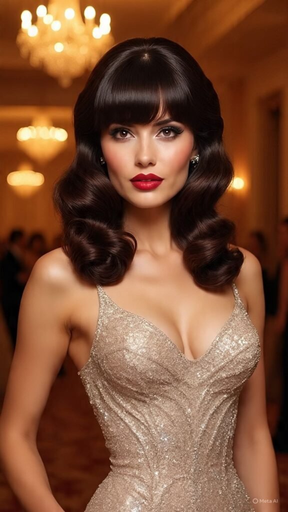 Hollywood Waves with Curtain Bangs