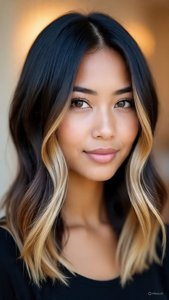 Honey Blonde Balayage on Black Hair