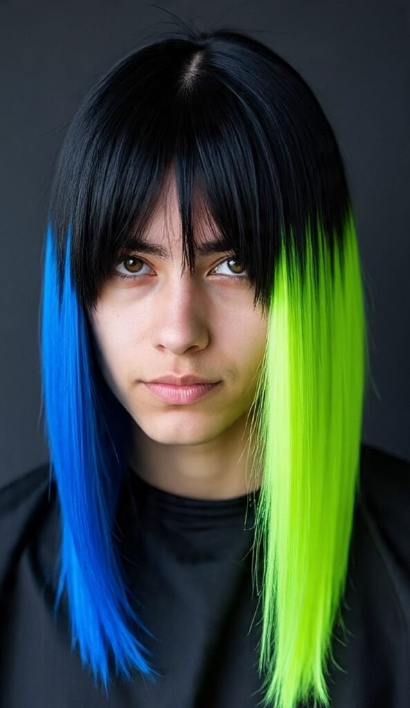 Jet Black with Bold Streaks