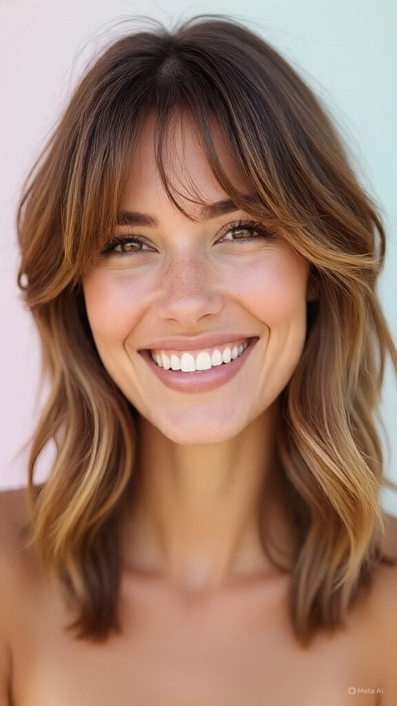 Layered Lob with Curtain Bangs