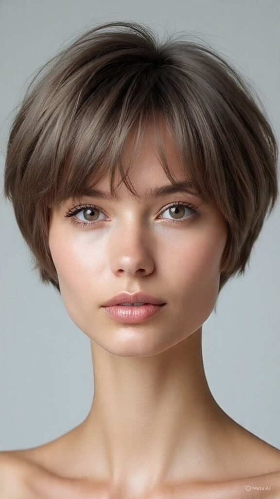 Layered Pixie-Bob with Curtain Bangs