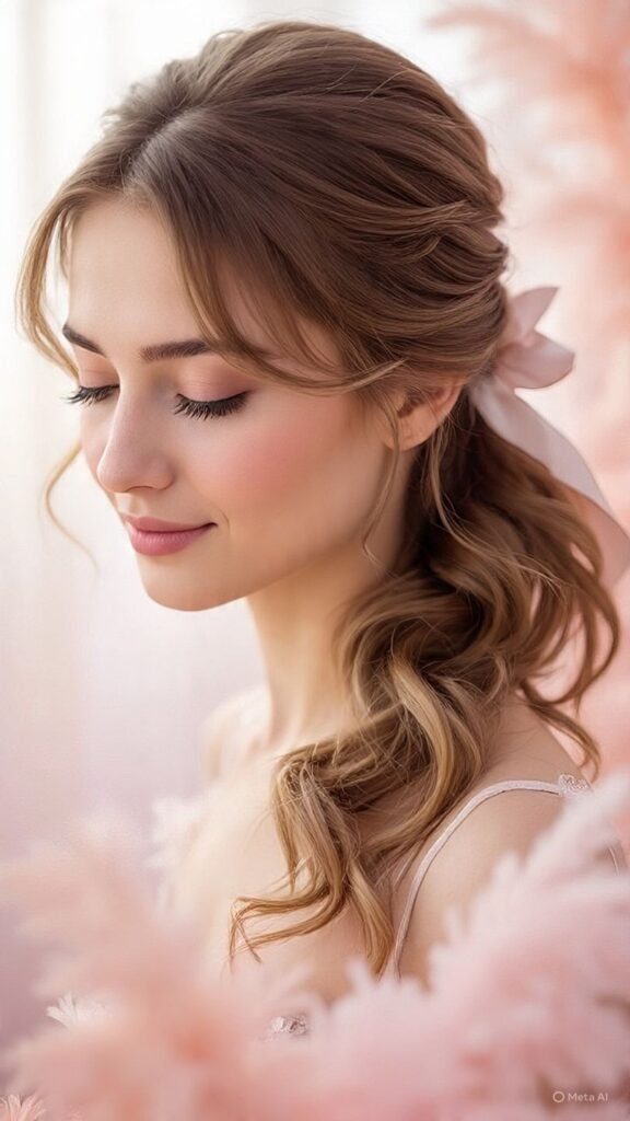 Loose Low Ponytail with Ribbon