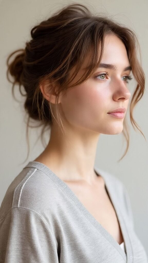 Messy Bun with Loose Strands
