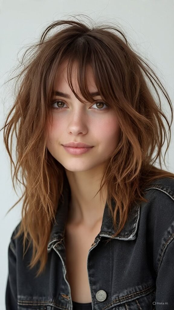 Messy Shag Waves with Feathered Curtain Bangs