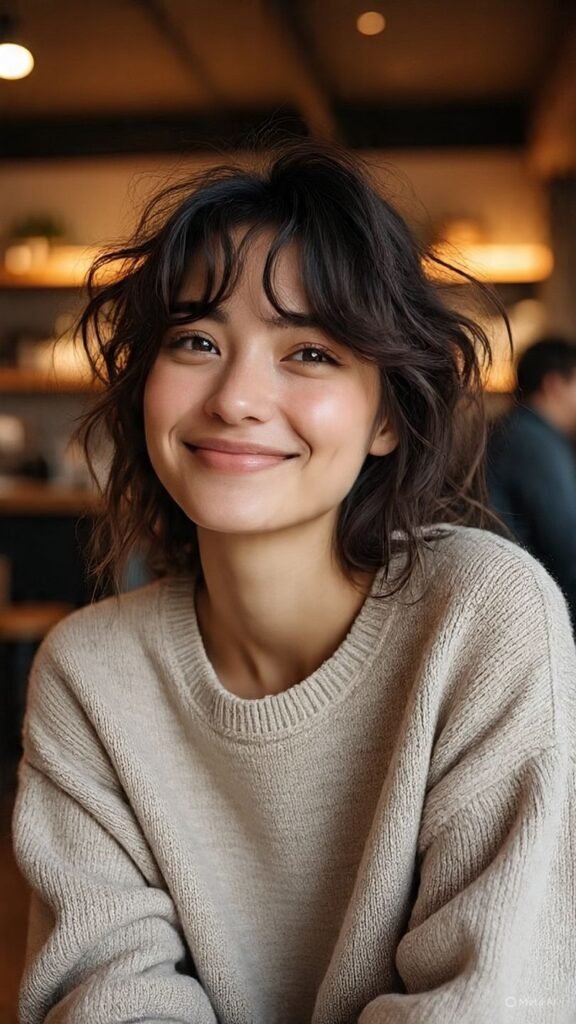 Messy Waves with Textured Bangs