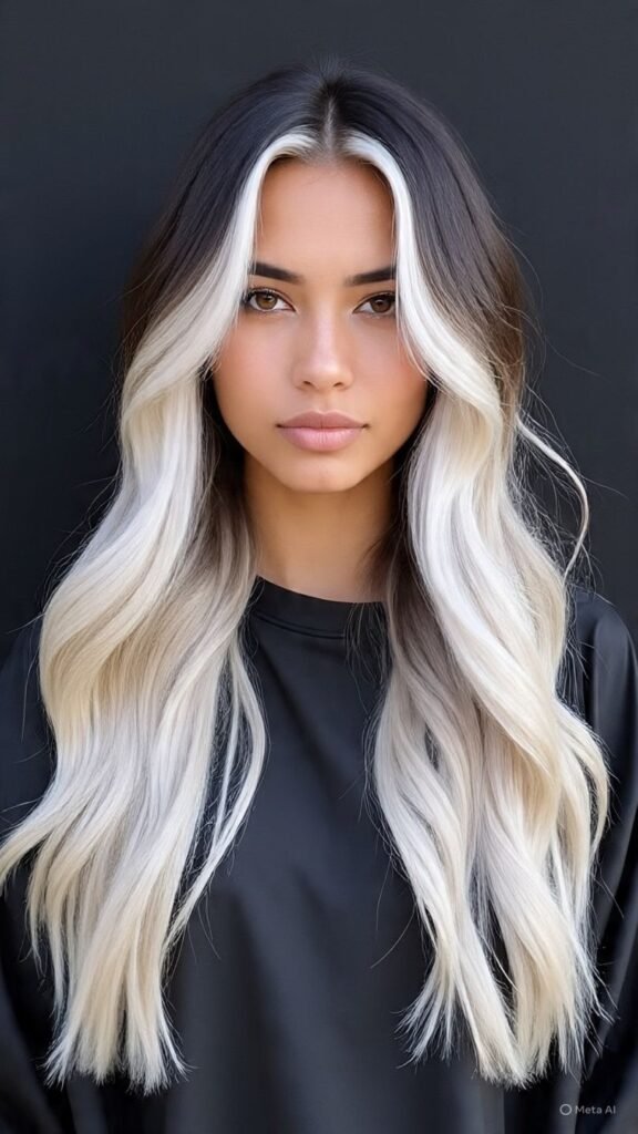 Platinum Blonde Balayage on Brown Hair