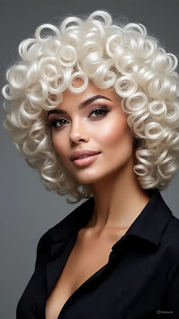 Platinum Blonde Curly Hair