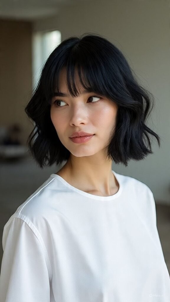 Short Wavy Bob with Bangs