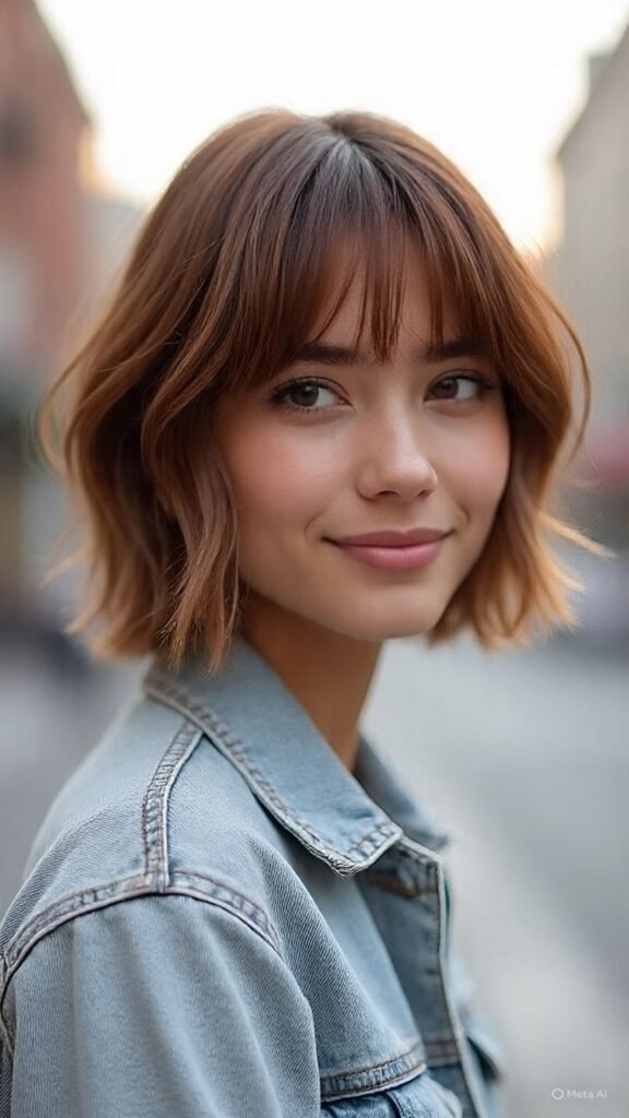 Short Wolf Cut with Feathered Curtain Bangs