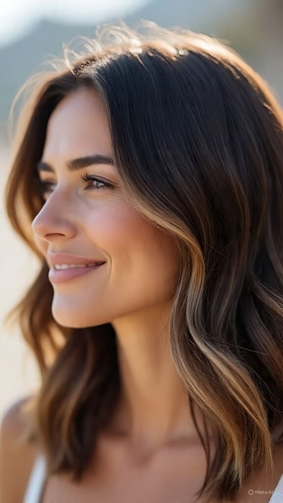 Subtle Brunette with Blonde Balayage Ends