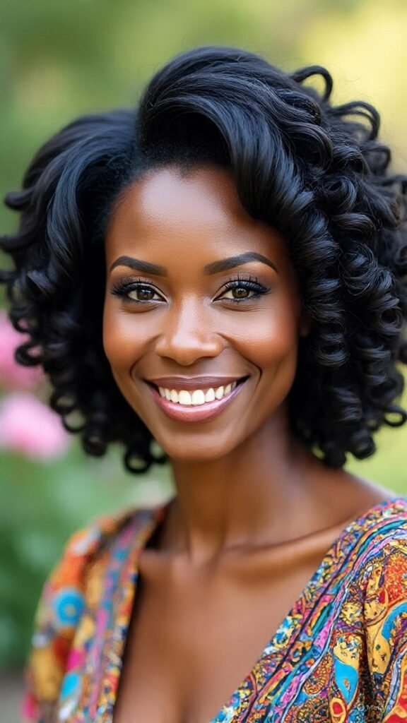 Tight Ringlets with Defined Bangs