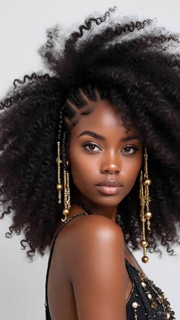 Tribal Braids with Curly Quick Weave in the Back