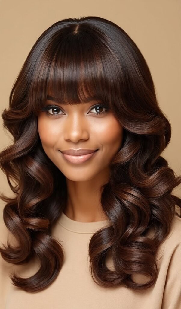 Voluminous Curly Curtain Bangs