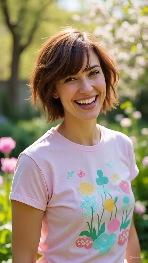 Wavy Pixie Cut with Long Bangs
