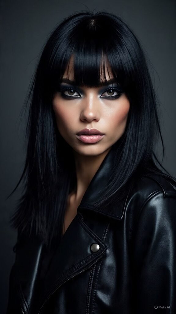 Wolf Cut with Blunt Curtain Bangs