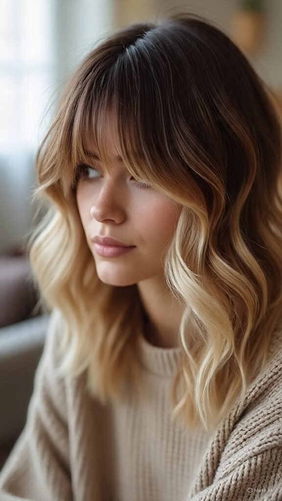 Wolf Cut with Ombre Curtain Bangs