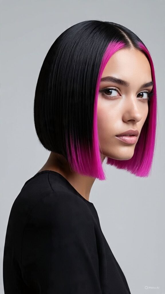 Black Bob with Pink Tips