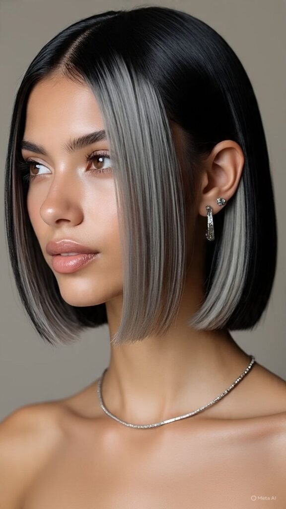 Black Bob with Silver Streaks