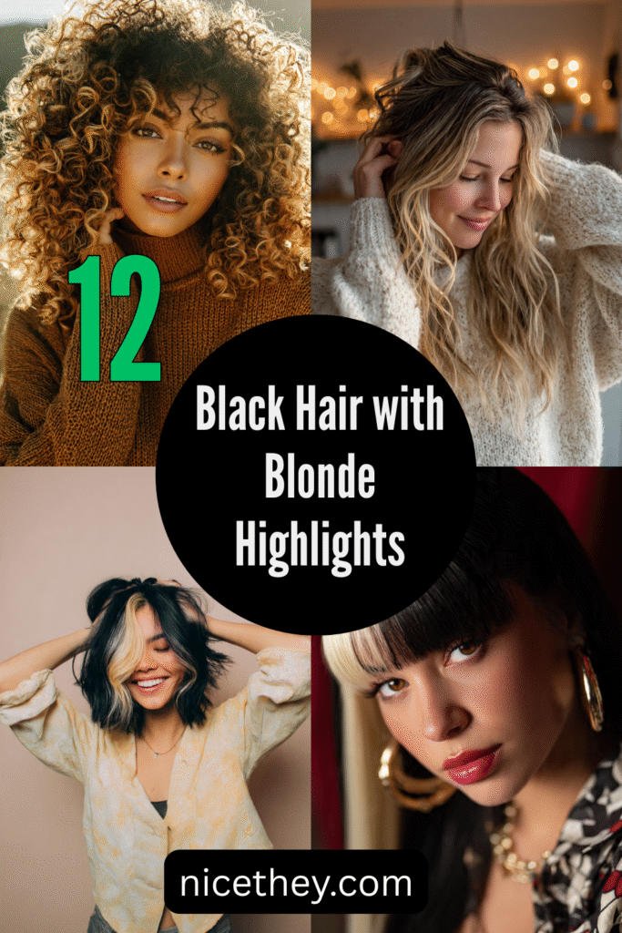 Black Hair with Blonde Highlights