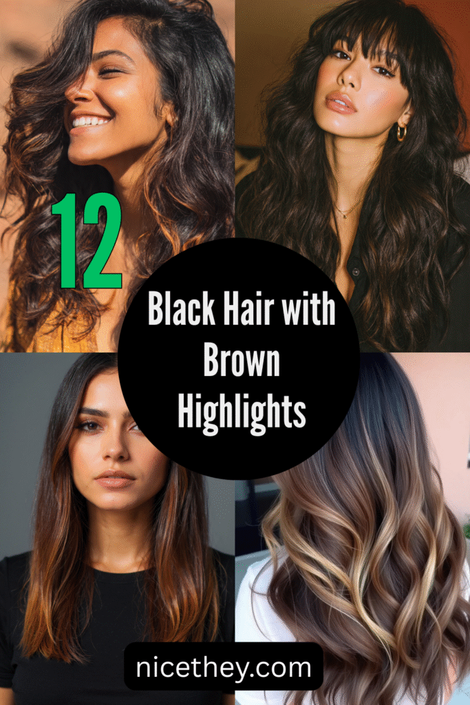 Black Hair with Brown Highlights