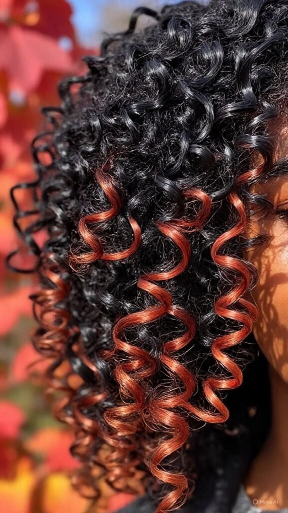 Black Hair with Copper Red Highlights