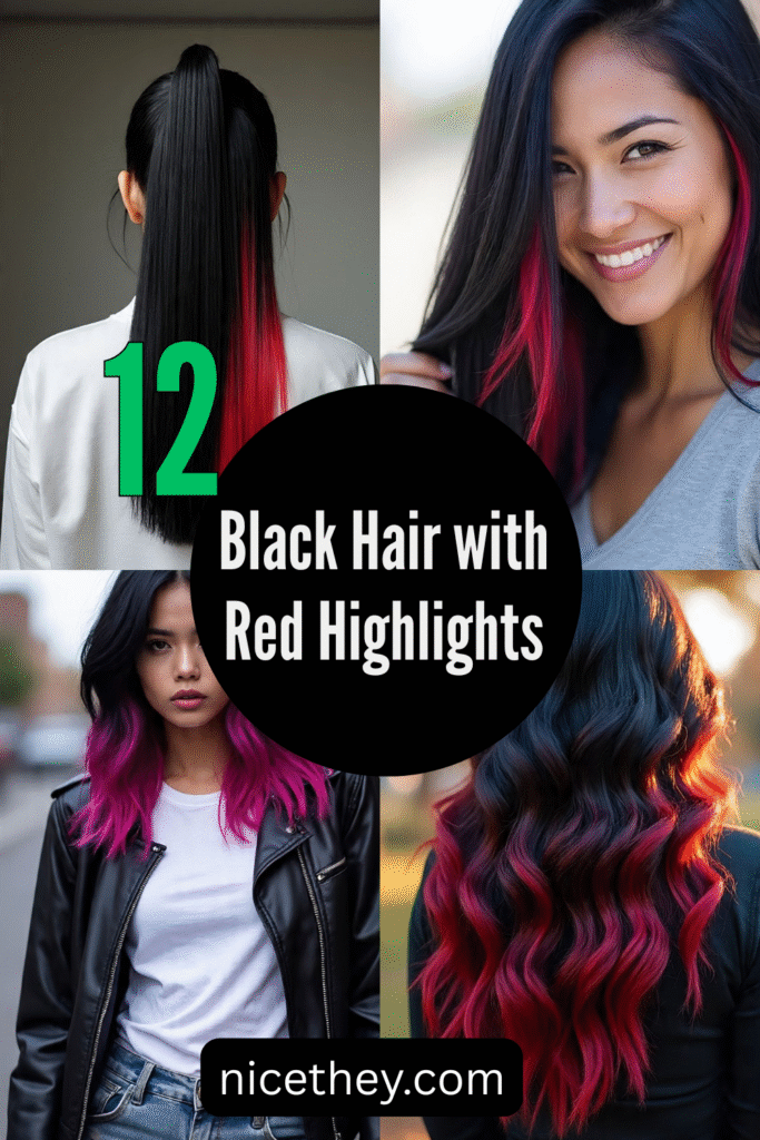 Black Hair with Red Highlights