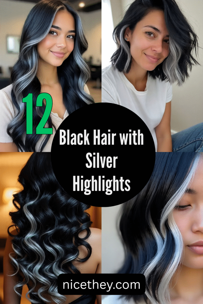 Black Hair with Silver Highlights