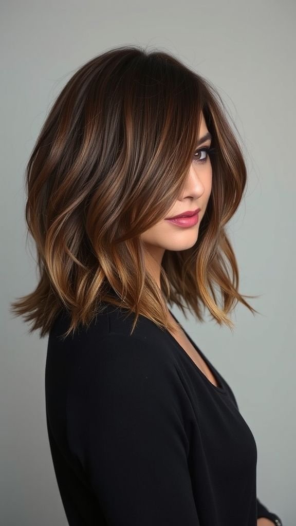 Brunette with Copper-Toned Lowlights