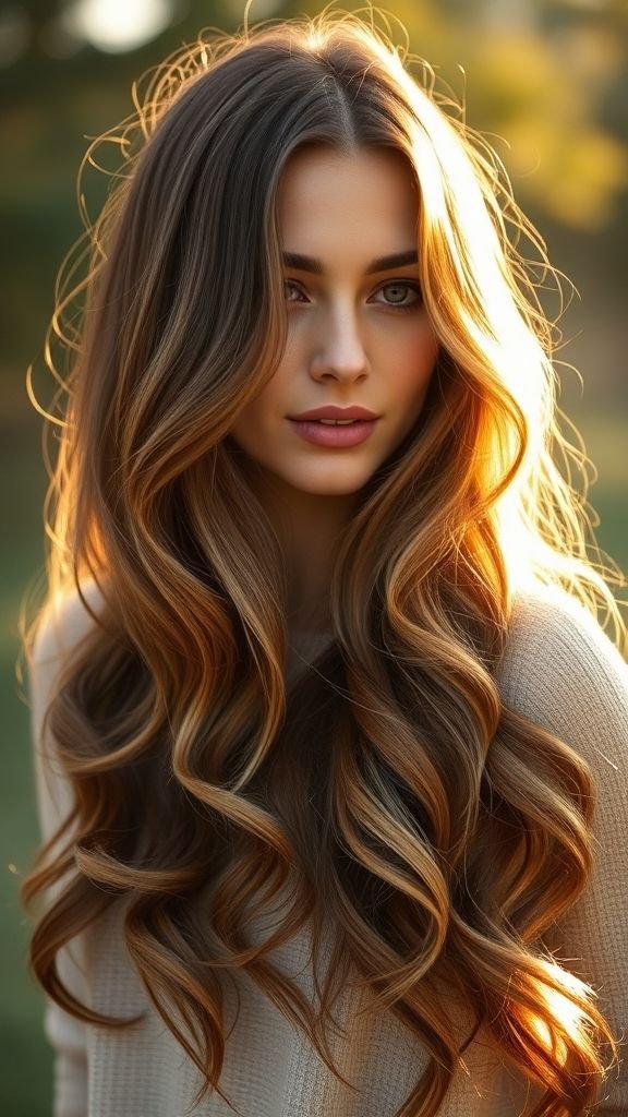 Brunette with Golden Honey Lowlights