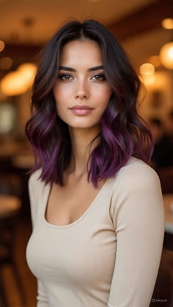 Brunette with Purple Peekaboo Layers