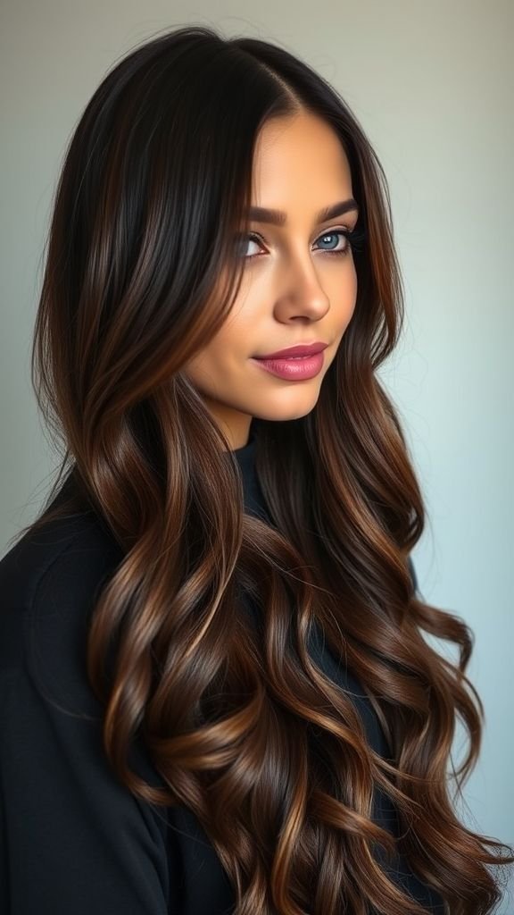 Classic Dark Brunette with Chestnut Lowlights